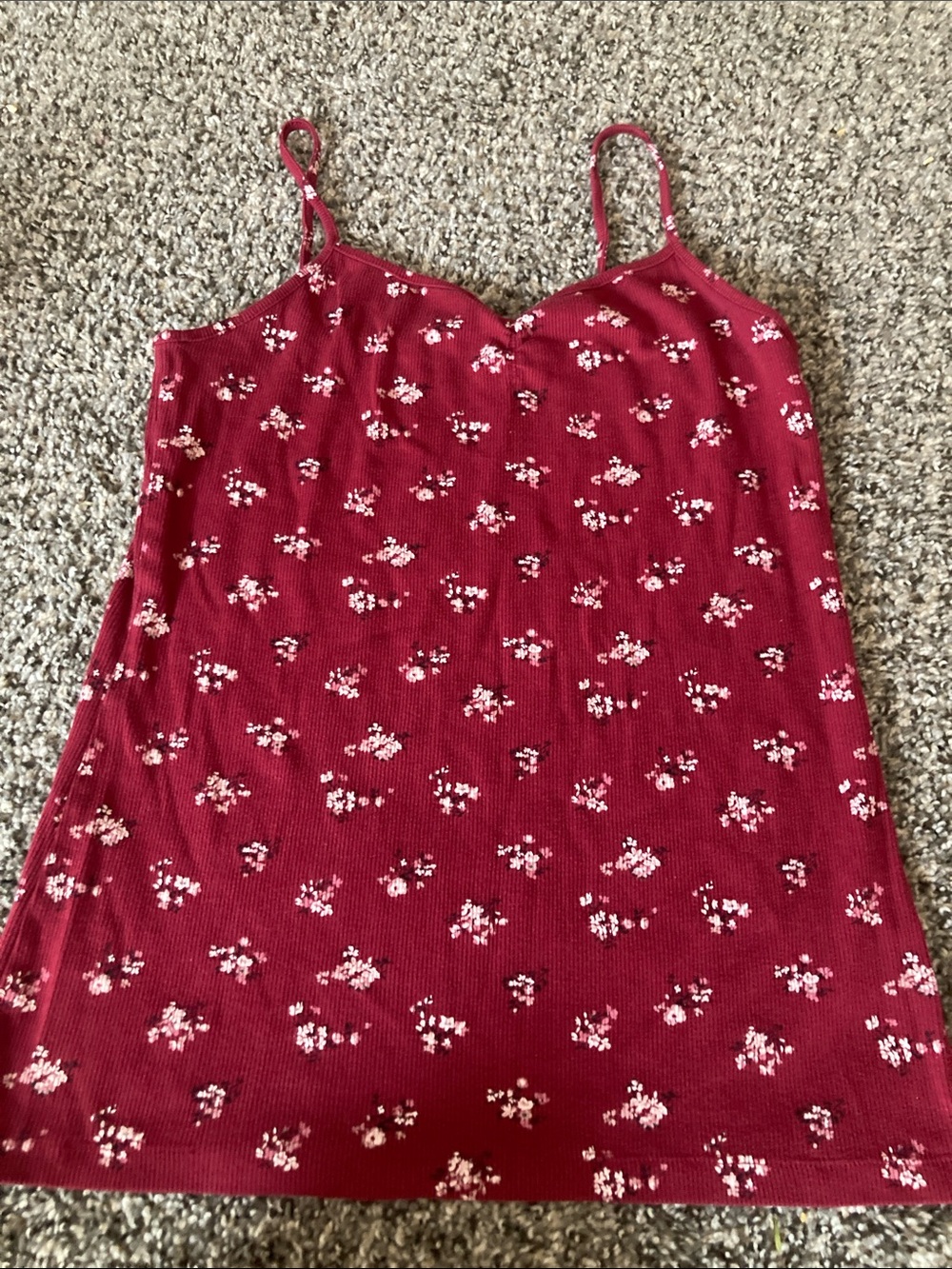 Women's Burgundy Floral Cami Tank Top lg